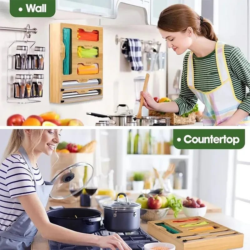 Organizador de Cocina de Bambú para Envolturas - Chammpy